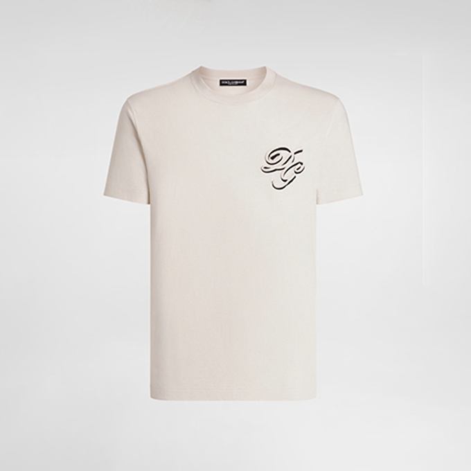 dolce & gabbana cursive dg logo embroidery cotton t-shirt